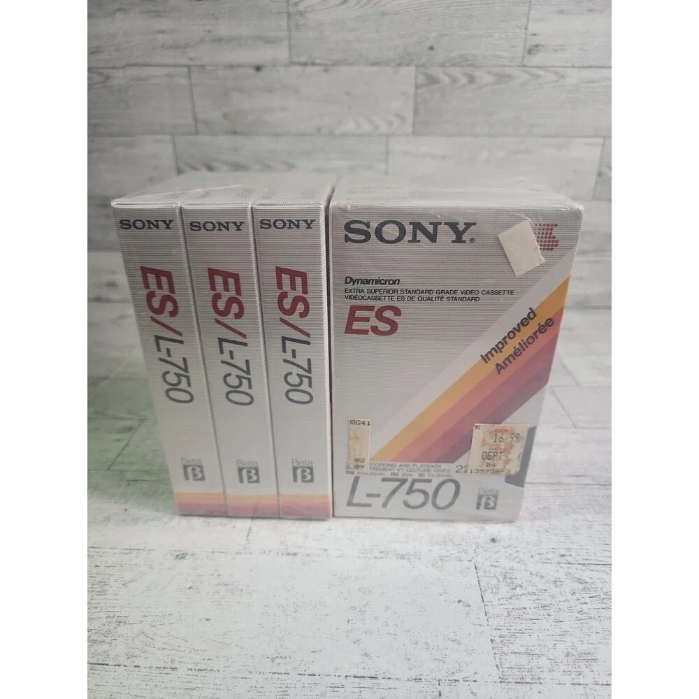 NEW Sony Betamax Dynamicron ES L-750 Blank Tapes Lot of 6 Vintage SEALED